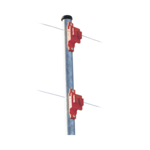 Aislador de Paso color Rojo reforzado para cercos eléctricos, resistente al clima extremoso