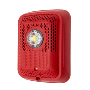 Bocina con Lámpara Estroboscópica, Montaje en Pared, Color Rojo, Nuevo Diseño Moderno y Elegante y Menor Consumo de Corriente