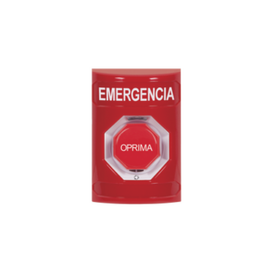 Botón de Emergencia en Español, Color Rojo, Acción Mantenida, Girar para Restablecer y LED Multicolor