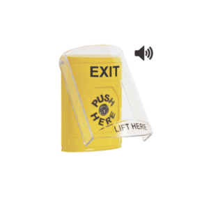 Botón de Salida con Tapa Protectora de Policarbonato Súper Resistente, Sirena y Restablecimiento con Llave