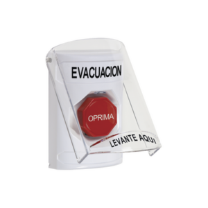 Botón de Evacuación con Tapa Protectora de Policarbonato / Súper Resistente y Restablecimiento con Llave / Doble Salida de Relevador