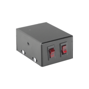 Gabinete metálico con 2 interruptores iluminados para barra de luces