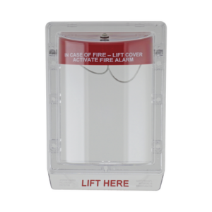 Protector de Policarbonato Super Resistente para Palanca de Incendio, con Sirena y Texto en Ingles