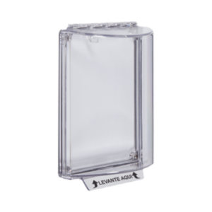 Cubierta Universal Transparente con Espaciador, Texto en Español (LEVANTE AQUI)