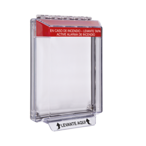 Cubierta Universal Transparente de Bajo Perfil y Texto de Incendio en Español