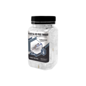 Bote con 100 Plugs Pass through RJ45 Cat6 BLINDADO chapado de oro a 30 micras para durabilidad extrema