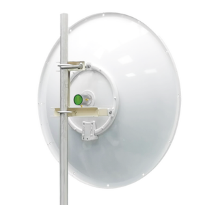 Antena direccional de 3ft, 4.9 a 7.1 GHz, Ganancia 34 dBi, Conectores N-hembra, Polarización doble, incluye montaje para torre o mástil