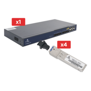 OLT de 4 puertos EPON con 8 puertos Uplink (4 puertos Gigabit Ethernet + 4 puertos Gigabit Ethernet SFP) , hasta 256 ONUS, + 4 Módulo SFP EPON PX20++, SC / UPC, hasta 20Km
