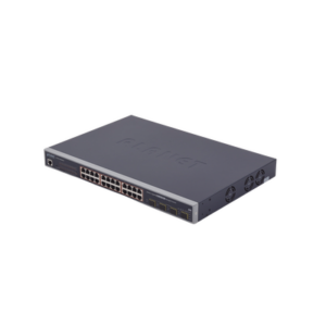 Switch Administrable L2+ de 24 puertos 10/100/1000T PoE+ con 4 puertos combo TP/SFP Gigabit