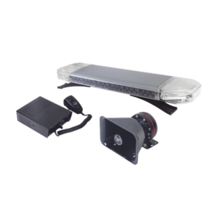 Kit básico para equipar unidades de Seguridad Pública (Barra de Luces Rojo-Azul, Sirena y Bocina)