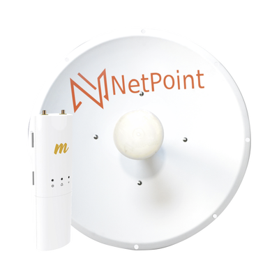 Kit de radio C5C con Antena NP2-GEN2 de 34 dBi, Frecuencia (4.9-6.2 GHz), ideal para distancia de hasta 50 km, incluye jumpers, PoE y cable de alimentación Incluidos