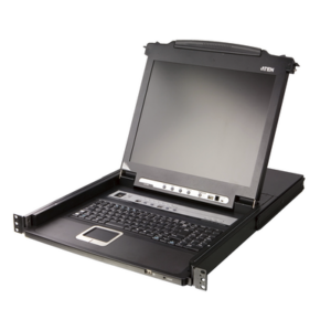 Consola LCD single rail con switch KVM integrado VGA PS/2-USB de 8 puertos