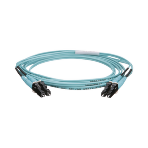 Jumper de Fibra Optica Multimodo 50/125 OM4, LC-LC Duplex, OFNR (Riser), Color Aqua, 2 Metros