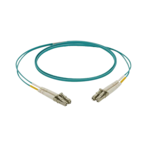Jumper de Fibra Óptica Multimodo 50/125 OM3, LC-LC Duplex, OFNR, Color Aqua, 2 Metros